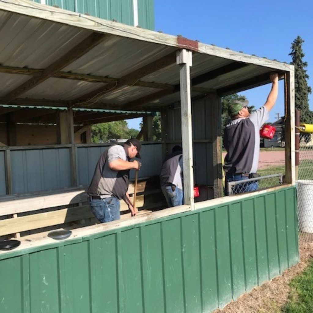 C & B Corsica also helped stain/seal the dugout and crows nest at the local baseball field.