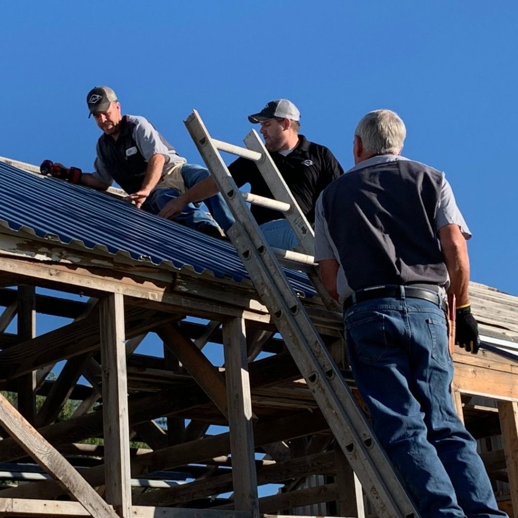 C & B Storm Lake helped their local American Legion by putting tin on a new building.