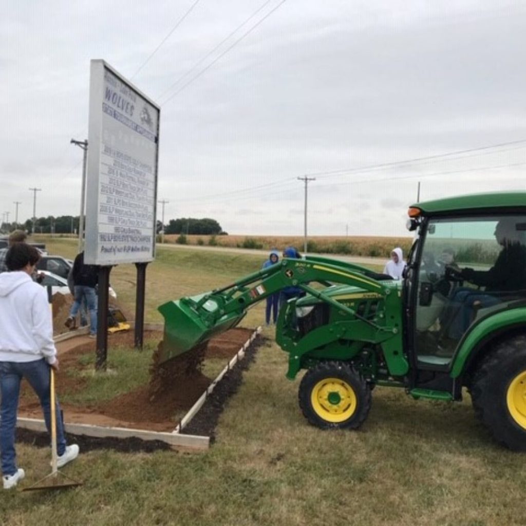 C & B Lake Park chose to help the Horticulture Class and the Lake Park Boosters install the landscaping around the achievements sign at the school.