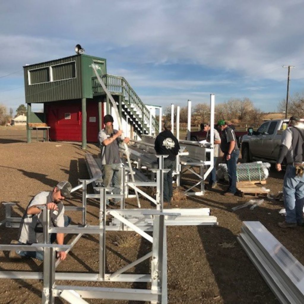 C & B Glasgow put together three sets of bleachers for the Glasgow Red’s baseball team.