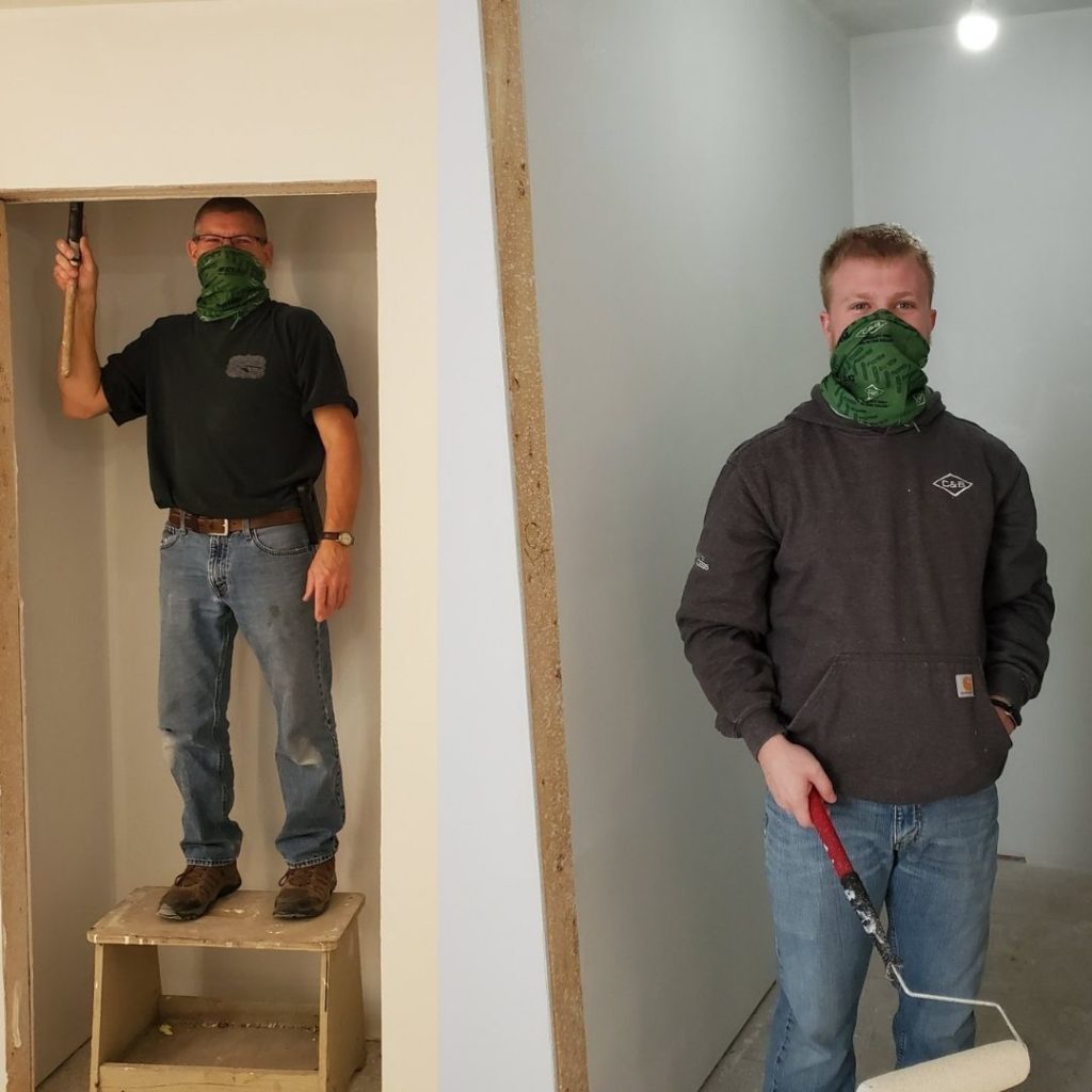 C & B Mitchell chose to help Habitat for Humanity, they did some priming, painting, and are going back to help with trim and doors.